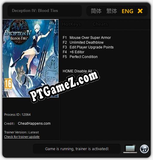 Deception IV: Blood Ties: Treinador (V1.0.30)