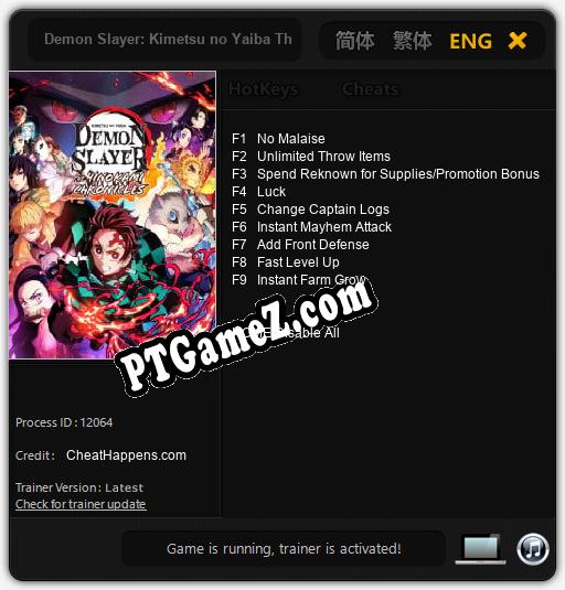 Demon Slayer: Kimetsu no Yaiba The Hinokami Chronicles: Trainer +9 [v1.2]