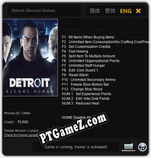 Detroit: Become Human: Treinador (V1.0.42)