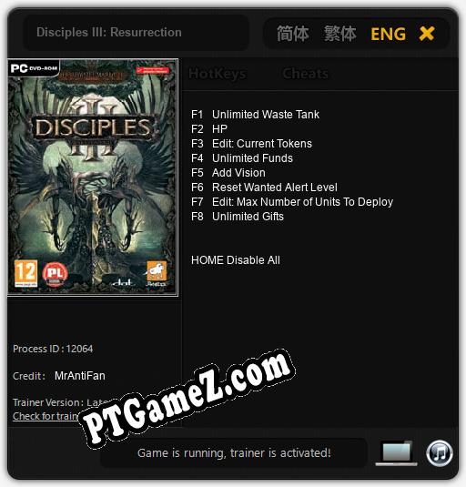 Disciples III: Resurrection: Treinador (V1.0.15)