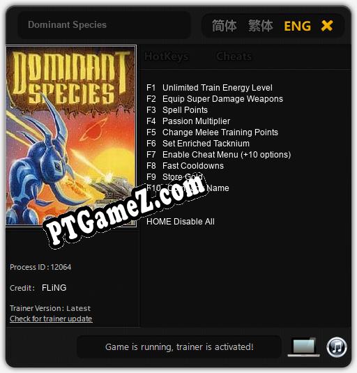 Dominant Species: Cheats, Trainer +10 [FLiNG]