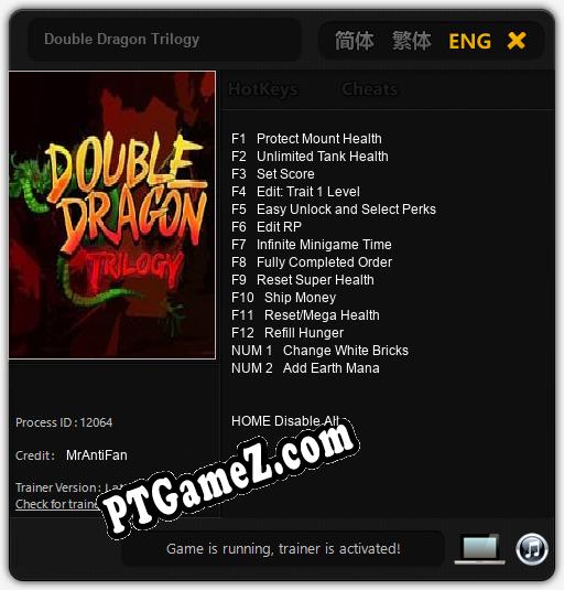 Treinador liberado para Double Dragon Trilogy [v1.0.7]
