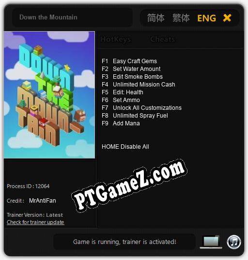 Treinador liberado para Down the Mountain [v1.0.3]