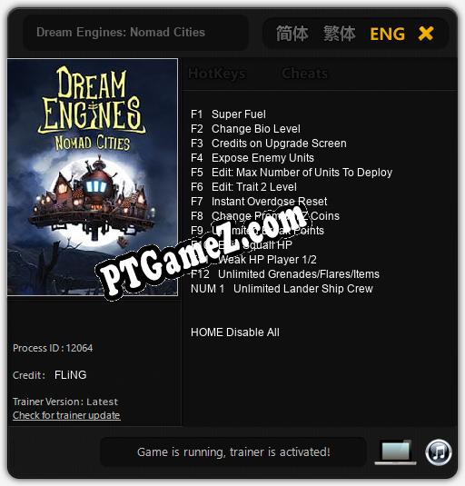 Dream Engines: Nomad Cities: Treinador (V1.0.88)