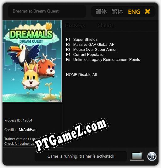 Dreamals: Dream Quest: Treinador (V1.0.72)