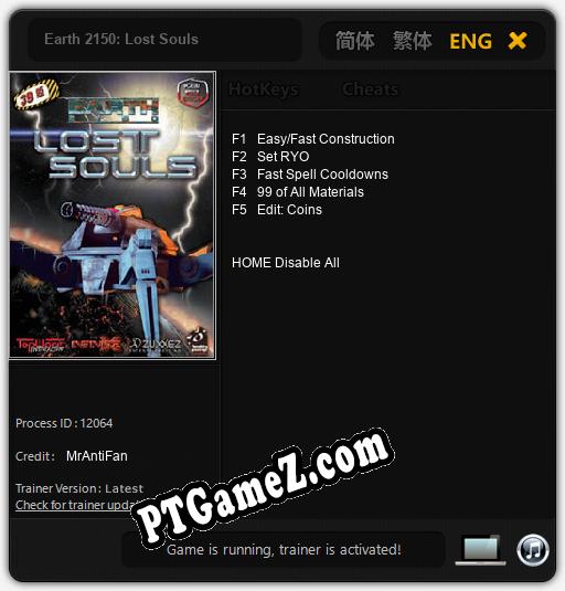 Earth 2150: Lost Souls: Treinador (V1.0.93)