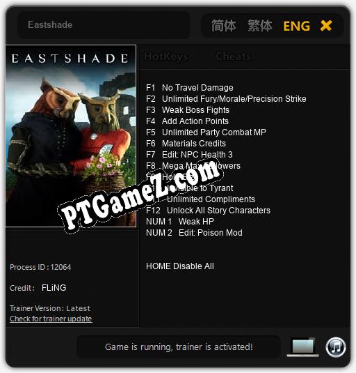 Treinador liberado para Eastshade [v1.0.3]