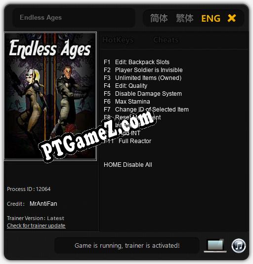 Endless Ages: Treinador (V1.0.58)