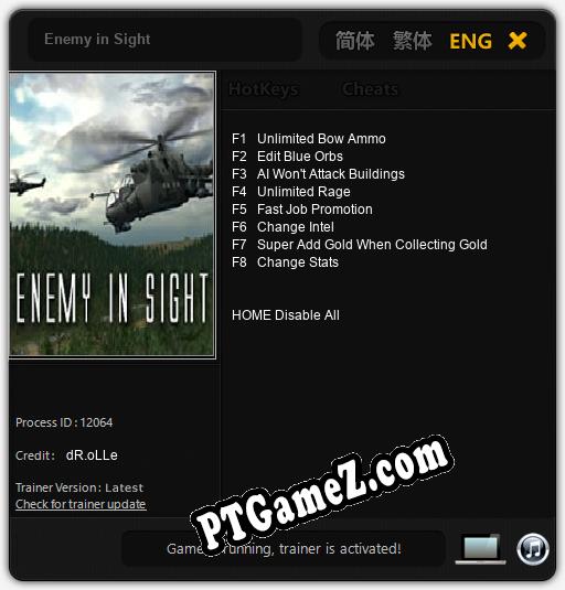 Treinador liberado para Enemy in Sight [v1.0.8]