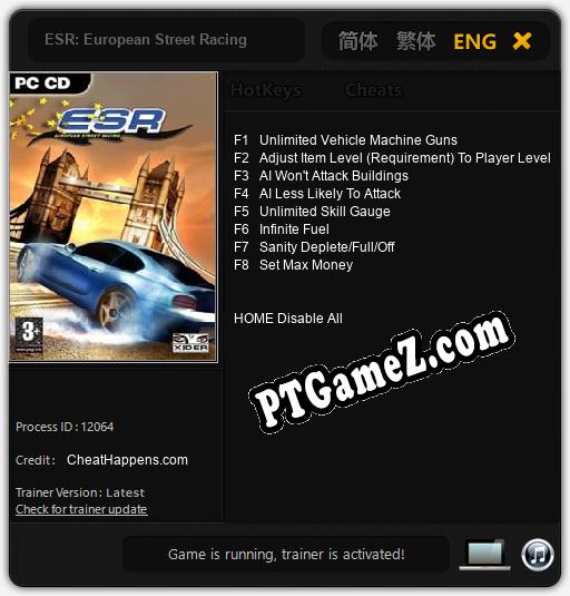 ESR: European Street Racing: Trainer +8 [v1.5]