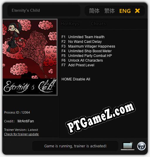 Treinador liberado para Eternity’s Child [v1.0.3]