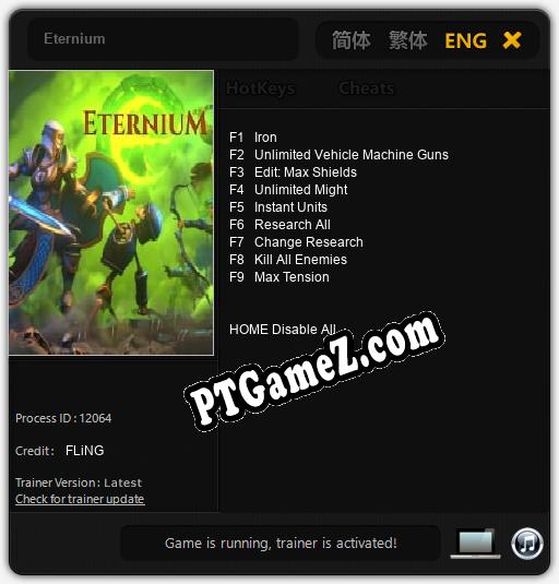 Treinador liberado para Eternium [v1.0.6]