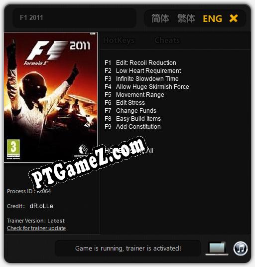 F1 2011: Trainer +9 [v1.9]