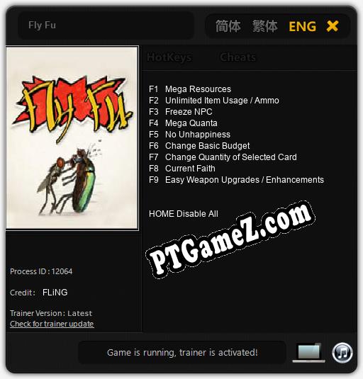 Treinador liberado para Fly Fu [v1.0.4]