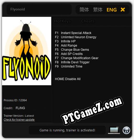 Treinador liberado para Flyonoid [v1.0.9]