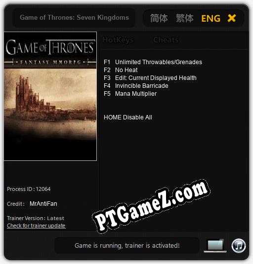 Game of Thrones: Seven Kingdoms: Trainer +5 [v1.4]
