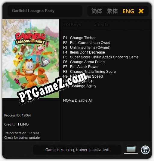 Garfield Lasagna Party: Treinador (V1.0.55)