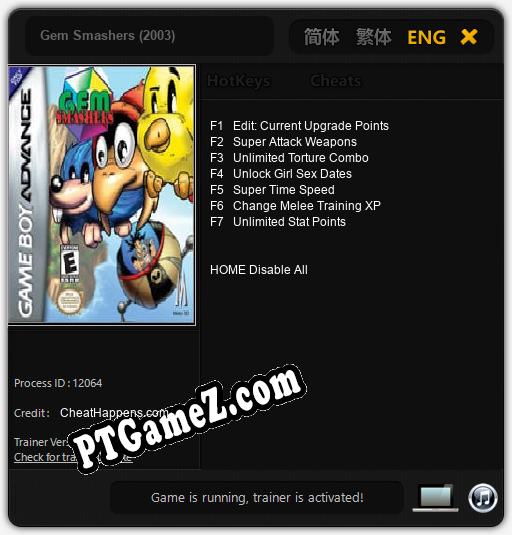Gem Smashers (2003): Cheats, Trainer +7 [CheatHappens.com]