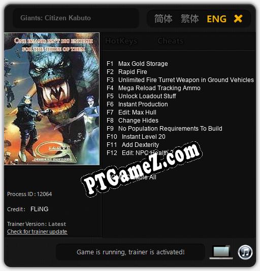Giants: Citizen Kabuto: Treinador (V1.0.75)