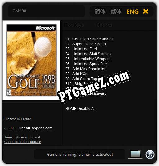 Treinador liberado para Golf 98 [v1.0.1]