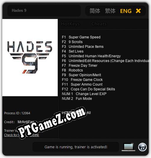 Hades 9: Treinador (V1.0.50)