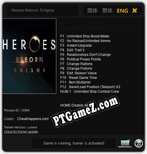 Heroes Reborn: Enigma: Treinador (V1.0.45)
