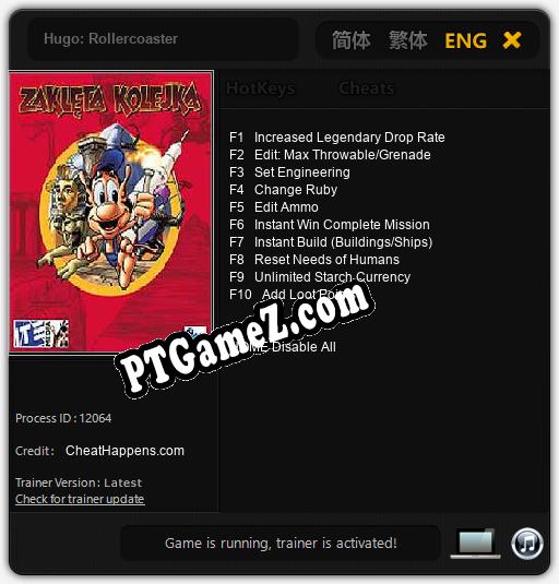 Treinador liberado para Hugo: Rollercoaster [v1.0.7]