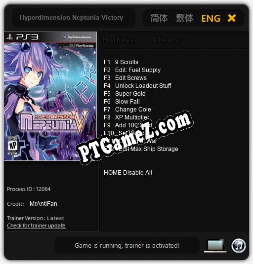 Treinador liberado para Hyperdimension Neptunia Victory [v1.0.5]