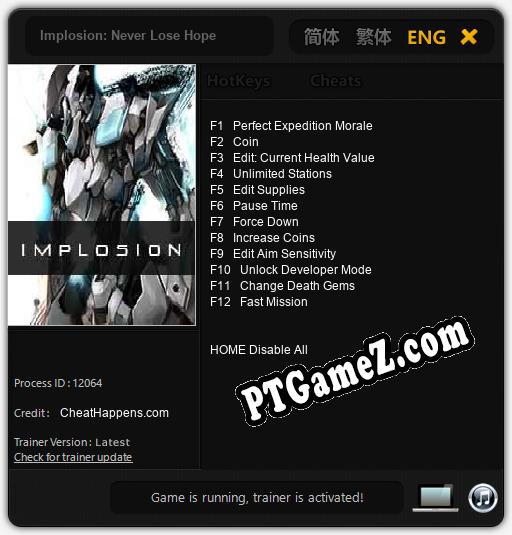 Treinador liberado para Implosion: Never Lose Hope [v1.0.2]