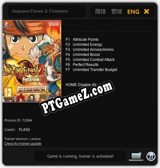 Inazuma Eleven 2: Firestorm: Treinador (V1.0.38)