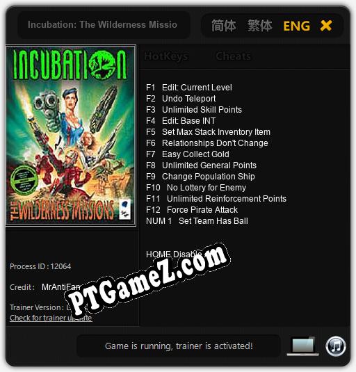 Incubation: The Wilderness Missions: Cheats, Trainer +13 [MrAntiFan]