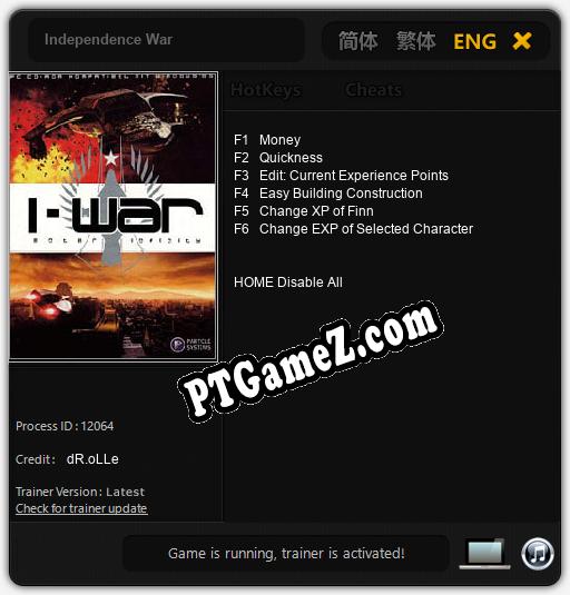 Treinador liberado para Independence War [v1.0.9]