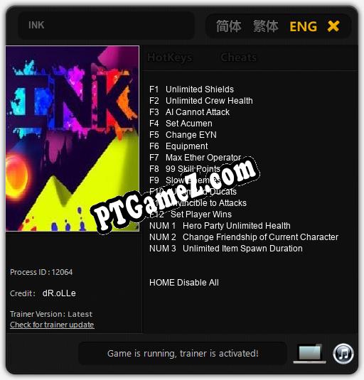 Treinador liberado para INK [v1.0.4]