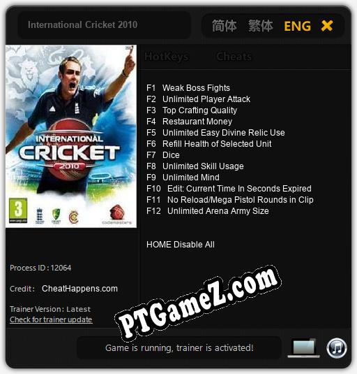 International Cricket 2010: Treinador (V1.0.45)