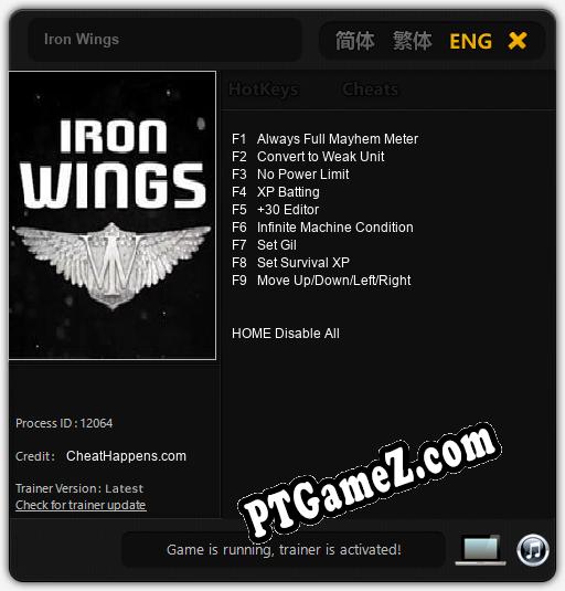 Treinador liberado para Iron Wings [v1.0.2]