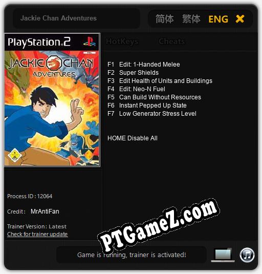 Jackie Chan Adventures: Cheats, Trainer +7 [MrAntiFan]