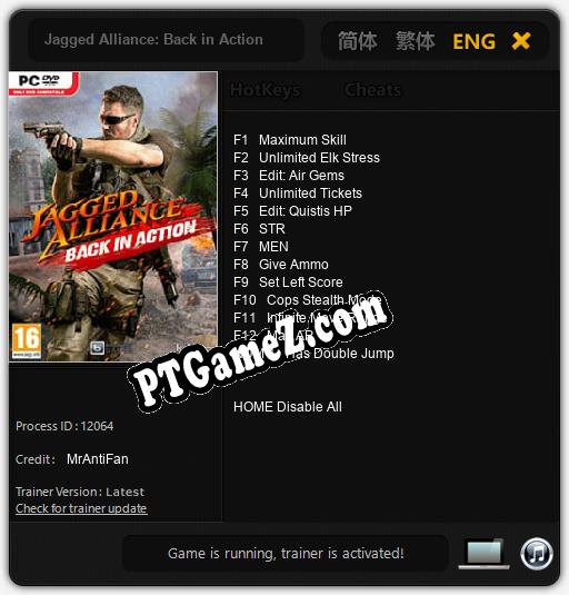 Jagged Alliance: Back in Action: Treinador (V1.0.22)