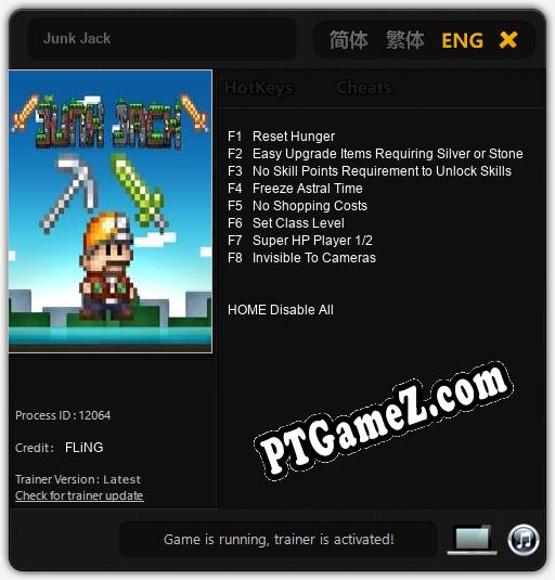 Treinador liberado para Junk Jack [v1.0.5]