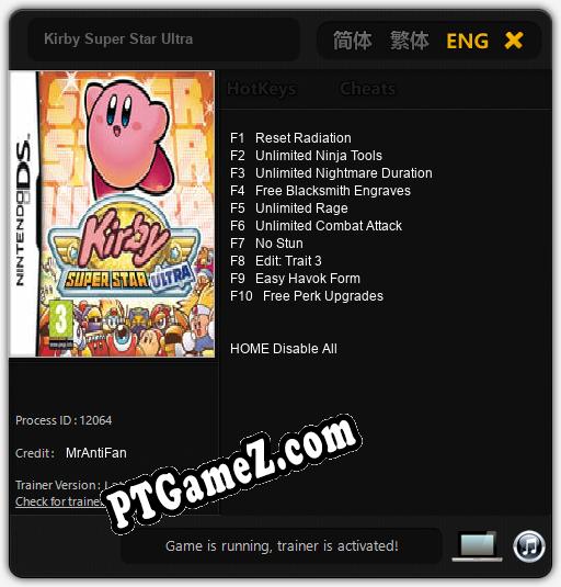 Kirby Super Star Ultra: Treinador (V1.0.83)