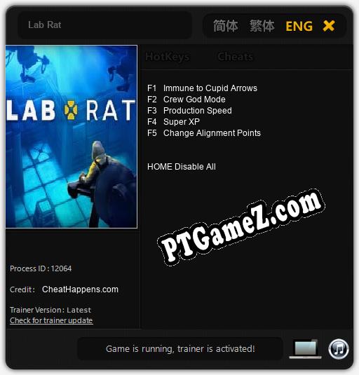 Treinador liberado para Lab Rat [v1.0.3]