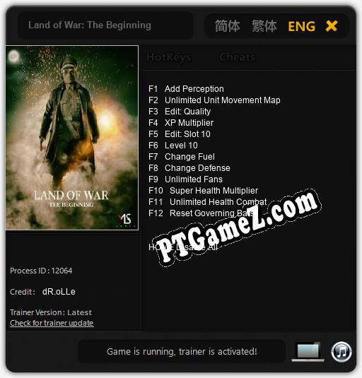 Land of War: The Beginning: Trainer +12 [v1.7]