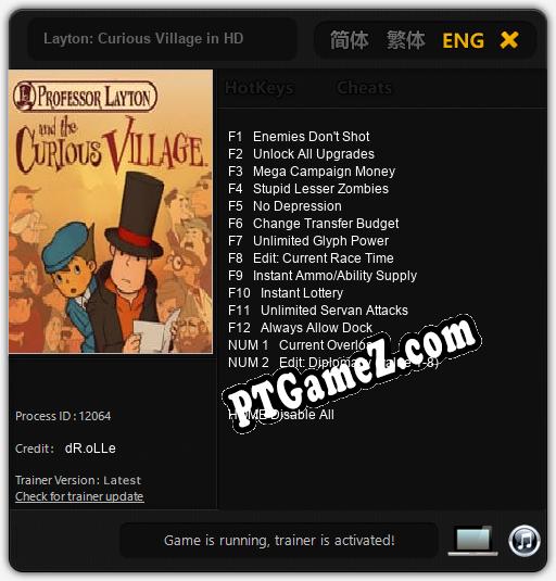 Layton: Curious Village in HD: Trainer +14 [v1.1]