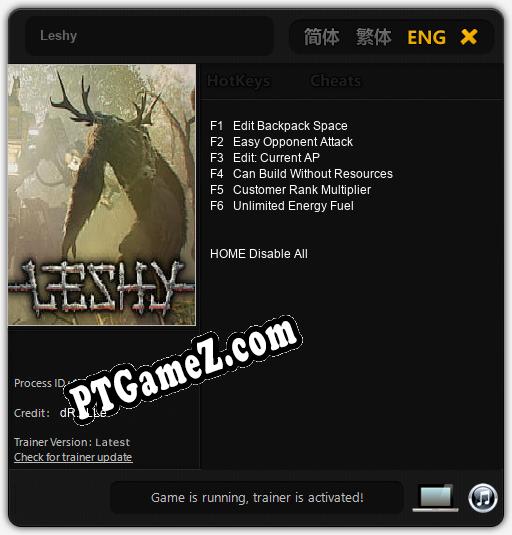 Treinador liberado para Leshy [v1.0.3]