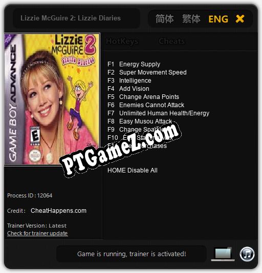 Lizzie McGuire 2: Lizzie Diaries: Cheats, Trainer +11 [CheatHappens.com]