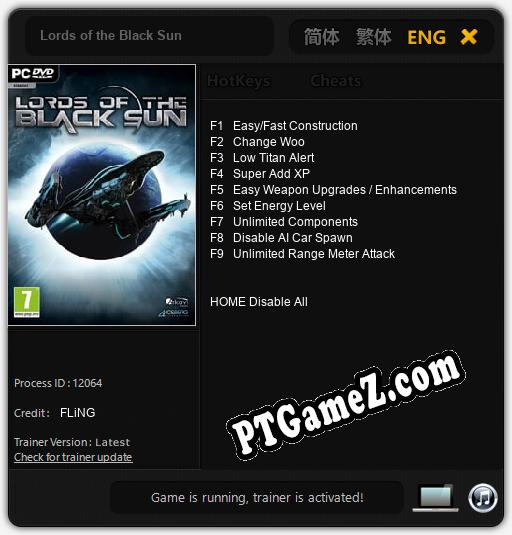 Lords of the Black Sun: Trainer +9 [v1.3]