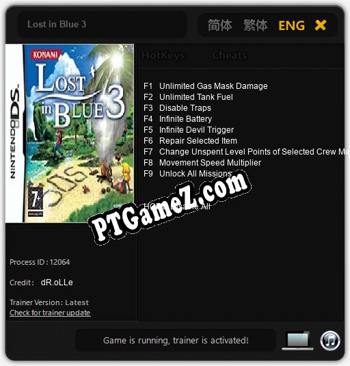 Lost in Blue 3: Cheats, Trainer +9 [dR.oLLe]