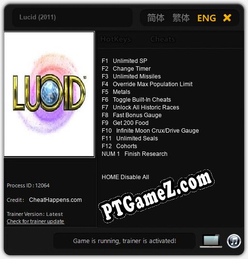 Treinador liberado para Lucid (2011) [v1.0.6]