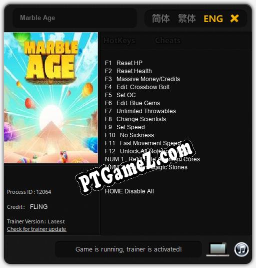 Treinador liberado para Marble Age [v1.0.4]