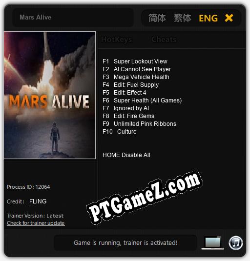 Treinador liberado para Mars Alive [v1.0.5]