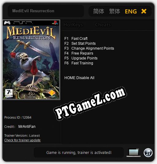 MediEvil Resurrection: Treinador (V1.0.10)